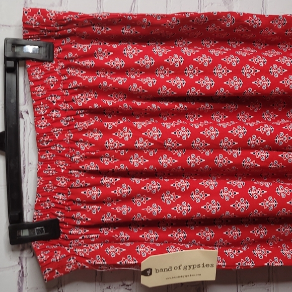 Band Of Gypsies Red Navy Blue Boho Bohemian Flowy Pants Size Medium NWT - Picture 6 of 10